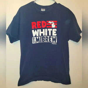 **4/$20 TEES**Red White and MI Brew Gildan Pure Michigan Men's size Lg USA shirt